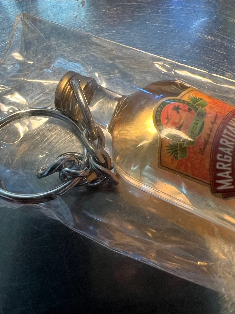 Margaritaville Mini Tequila Bottle Keychain - Brown and Gold